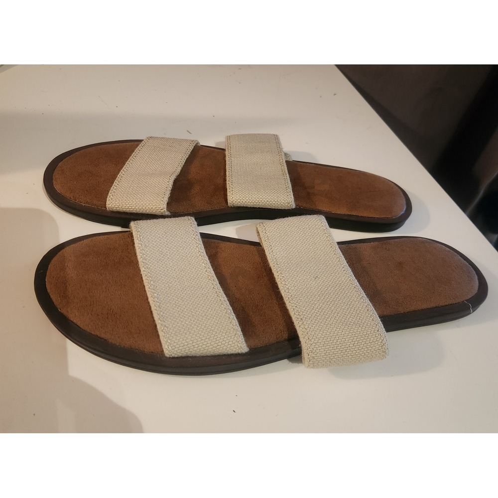 Mad Love Women's Cream Double Strap Slide Sandals Size 6 Comfort Casual Slip On